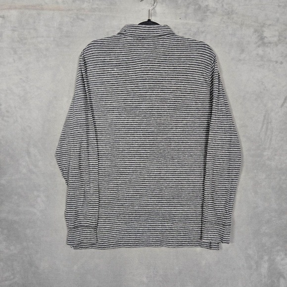 Faherty Luxe Long sleeve polo mens Large striped organic cotton gray - Picture 11 of 12